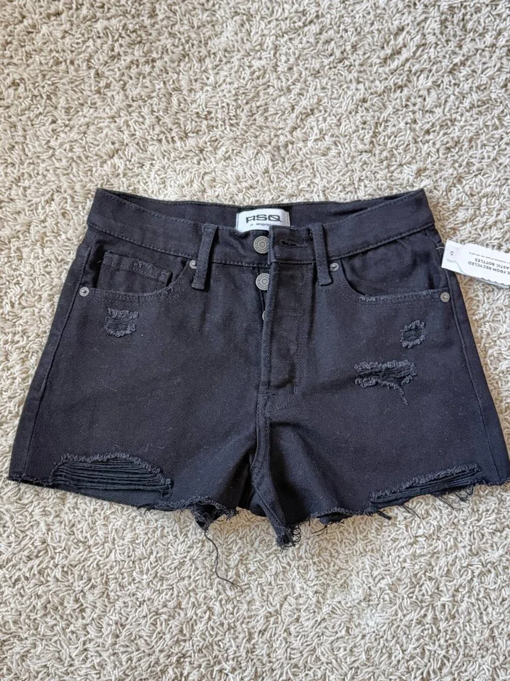 RSQ High Rise Vintage Distressed Denim Shorts Black Size 24 NWT